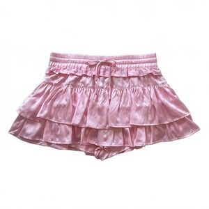 100% Silk Ruffle Tiered Mini Skirt Womens Small Skort Coquette Fairy